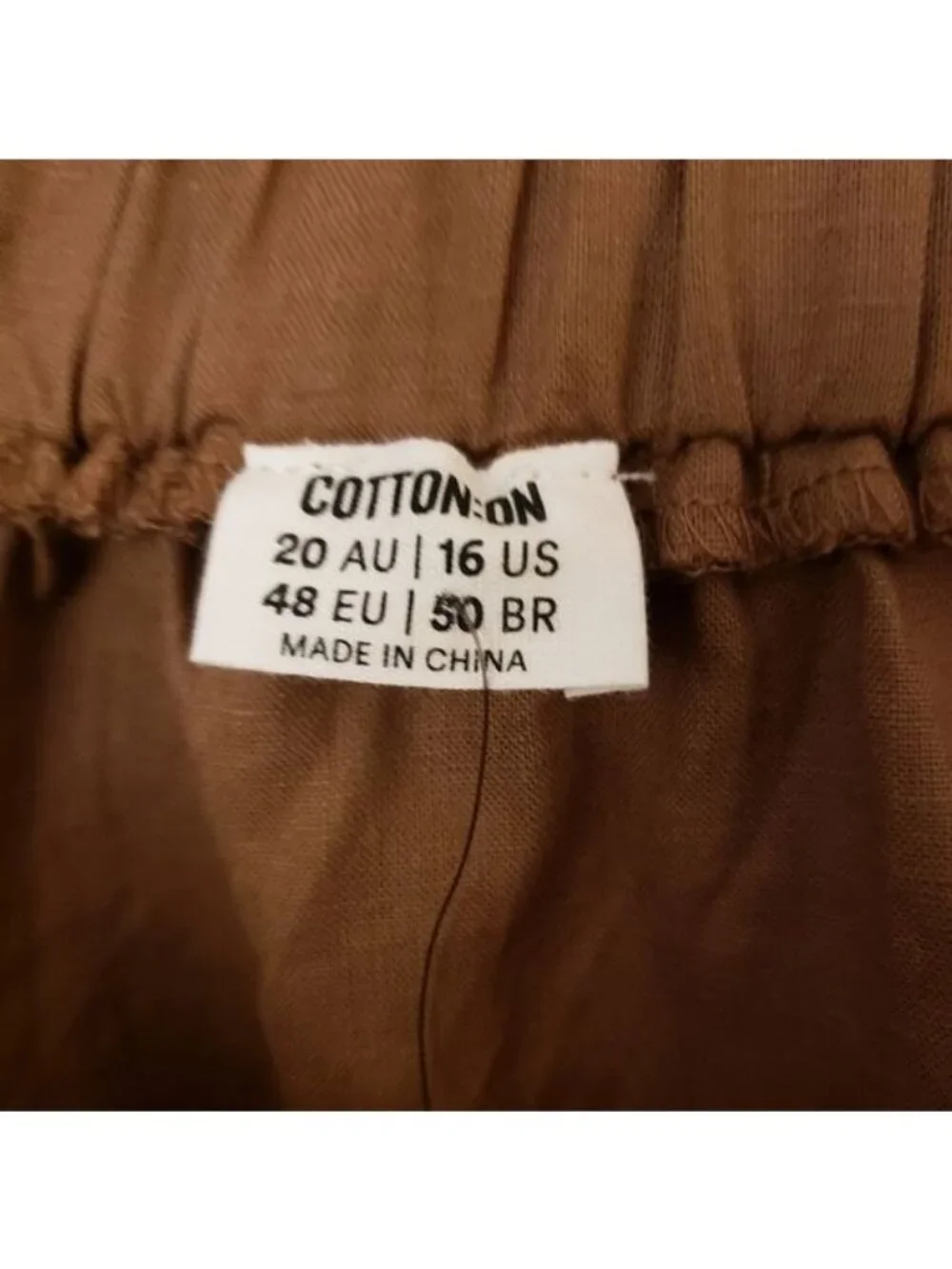 Cotton On Brown Linen Blend Mini Skirt w/ Ruffle Hem Sz16W Fits like a 20W NWT